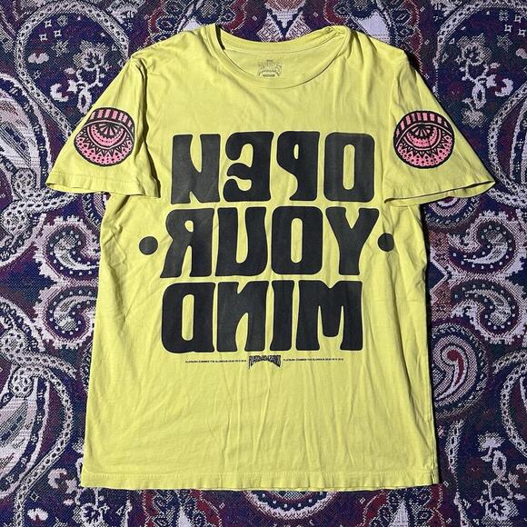 Flatbush Zombies Official ‘Open Your Mind’ Yellow Double Sided Graphic Tee Sz M - Picture 1 of 7
